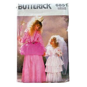 Butterick 6851 Sewing Pattern All Sizes 4-14 Girls Fairy Bride 1988 CUT